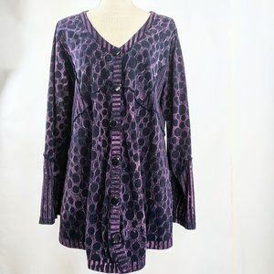 100% Cotton, Size L,  Dark Purple long sleeved  button down top